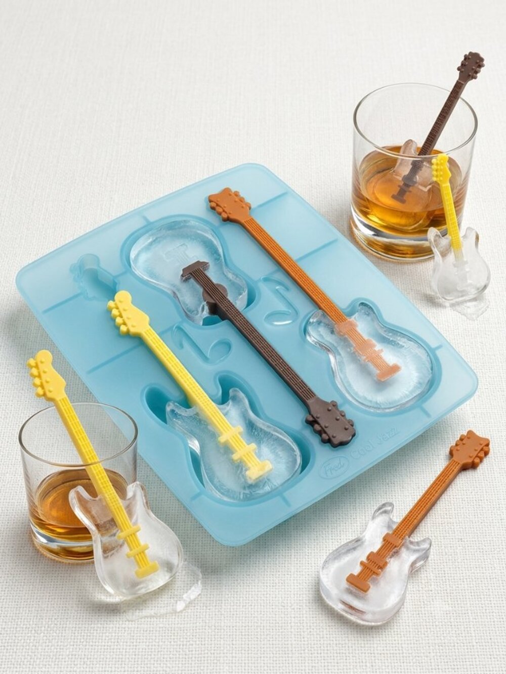 Fred COOL JAZZ Guitar Ice Cube Tray & Drink Stirrer Set - New in Package